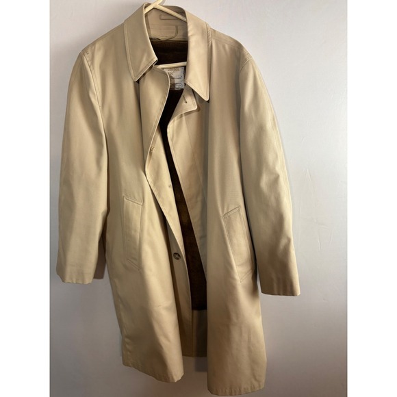 London Fog Other - Vintage London Fog Maincoats Tan Trench Coat‎ Faux Fur Liner Mens 42 Reg Beige